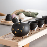 Shoho Moon And Cat Stroll Tokoname Japanese Teapot Set 6.8oz(200ml) - Sasame and Ceramesh - MUSUBI KILN - Quality Japanese Tableware and Gift