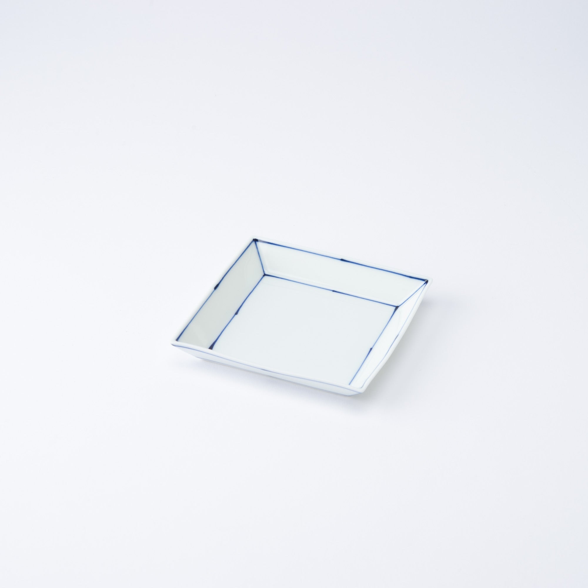 SINGAMA Blue Line Seto Ware Square Side Plate 4.7in - MUSUBI KILN - Quality Japanese Tableware and Gift