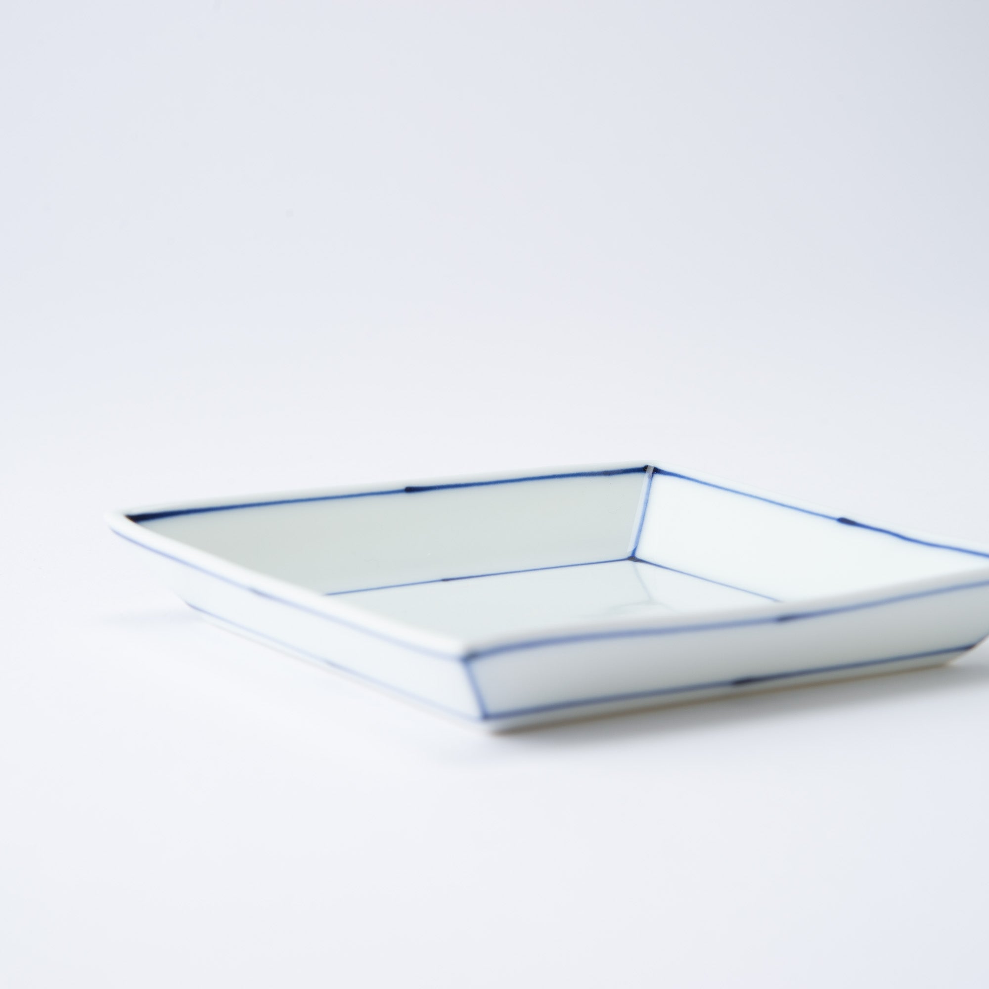 SINGAMA Blue Line Seto Ware Square Side Plate 4.7in - MUSUBI KILN - Quality Japanese Tableware and Gift