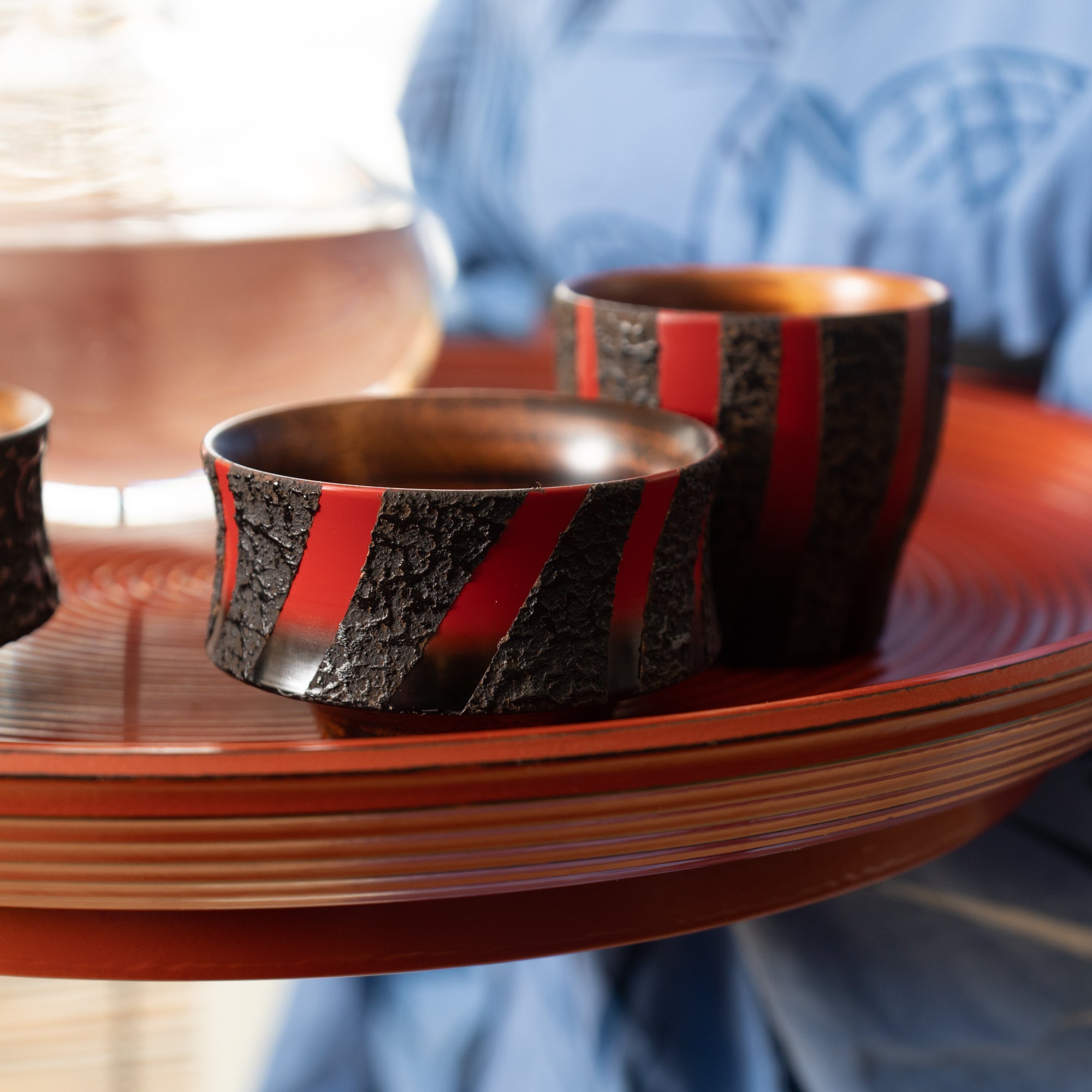 Sinra Line Kagawa Lacquerware Wide Guinomi Sake Cup - MUSUBI KILN - Quality Japanese Tableware and Gift