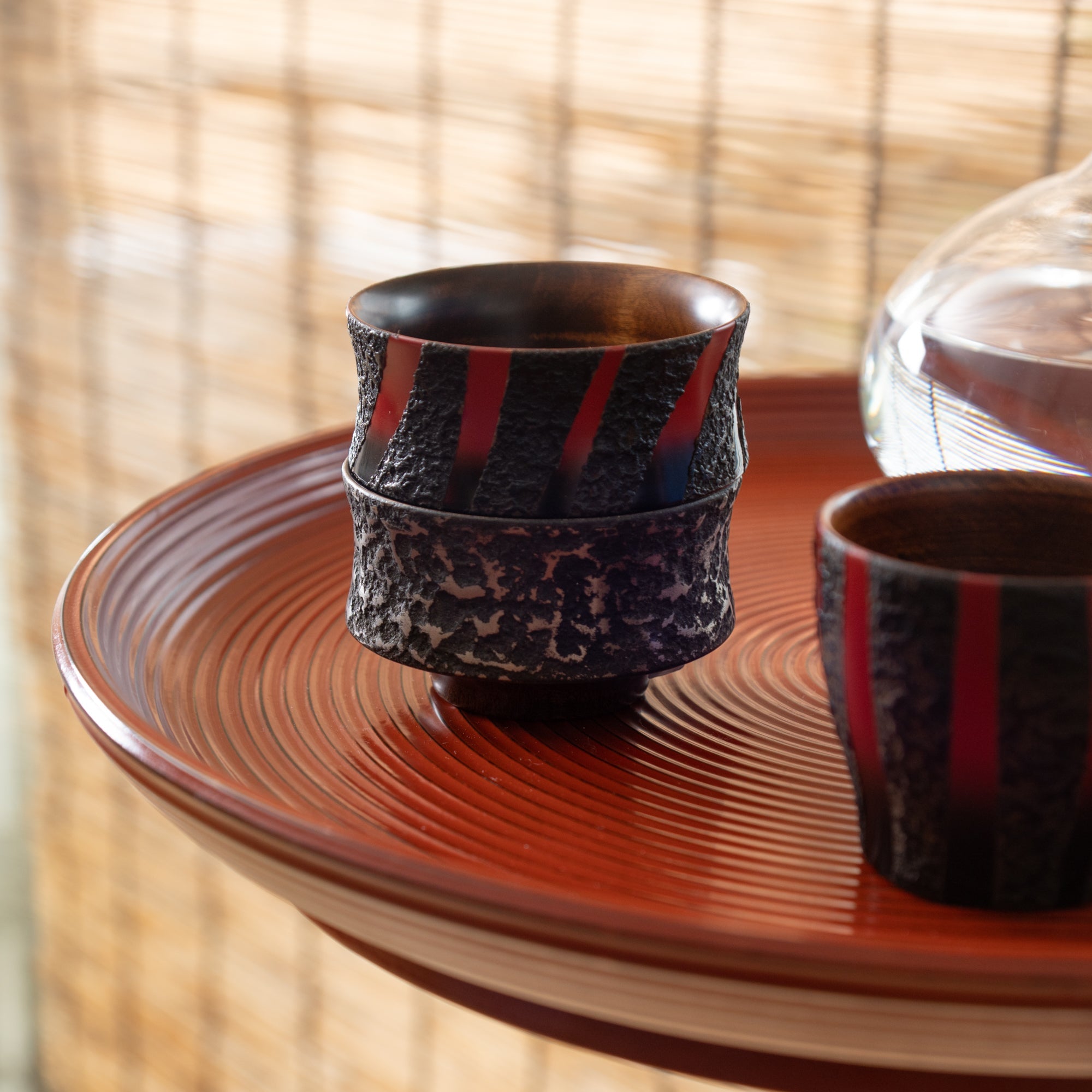 Sinra Line Kagawa Lacquerware Wide Guinomi Sake Cup - MUSUBI KILN - Quality Japanese Tableware and Gift