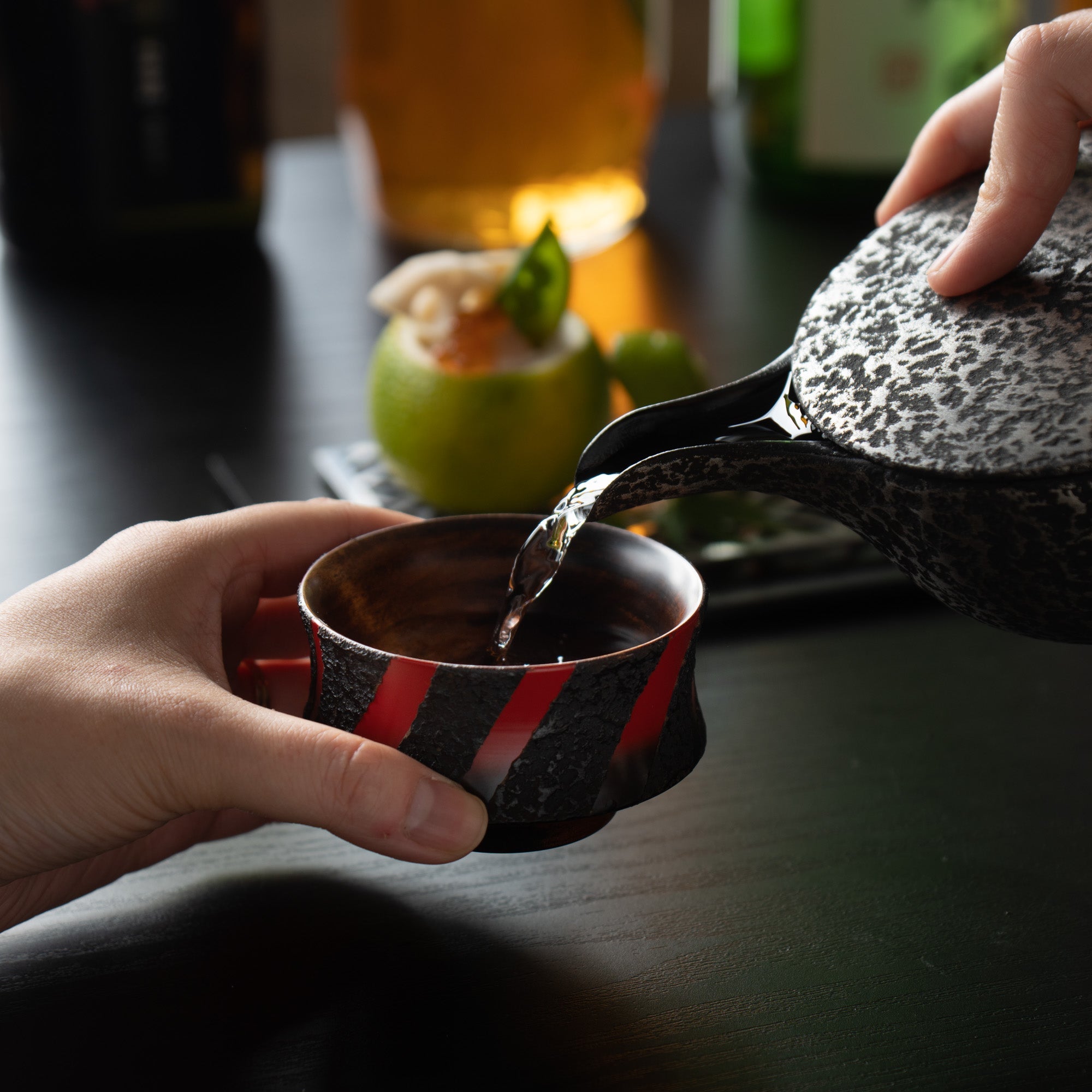 Sinra Line Kagawa Lacquerware Wide Guinomi Sake Cup - MUSUBI KILN - Quality Japanese Tableware and Gift