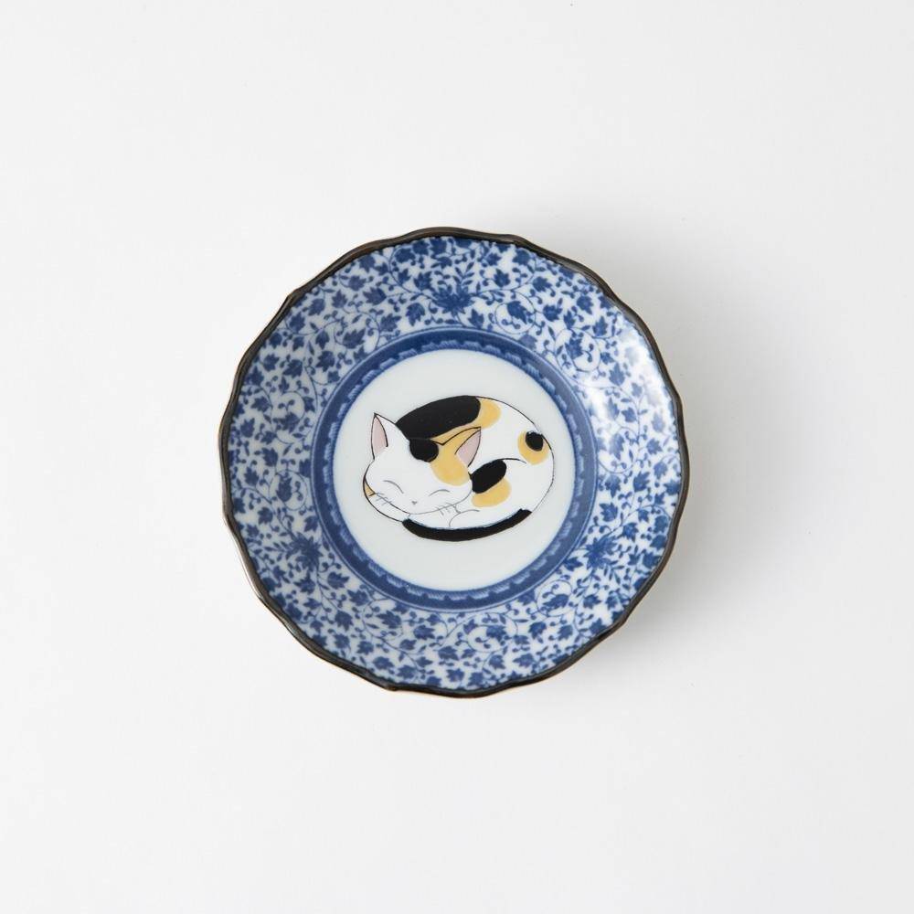 Sleeping Cat Kutani Sauce Plate Set - MUSUBI KILN - Quality Japanese Tableware and Gift