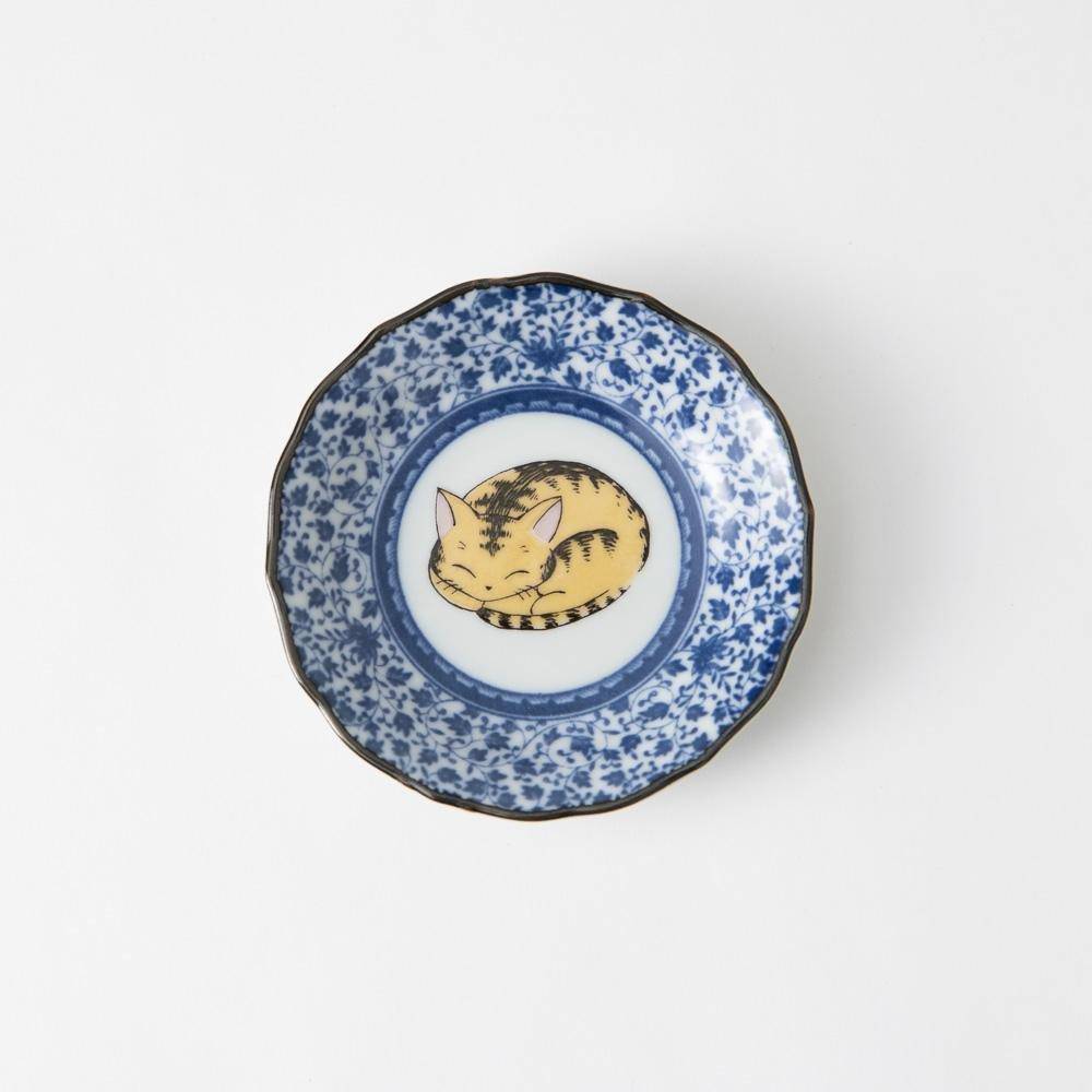 Sleeping Cat Kutani Sauce Plate Set - MUSUBI KILN - Quality Japanese Tableware and Gift