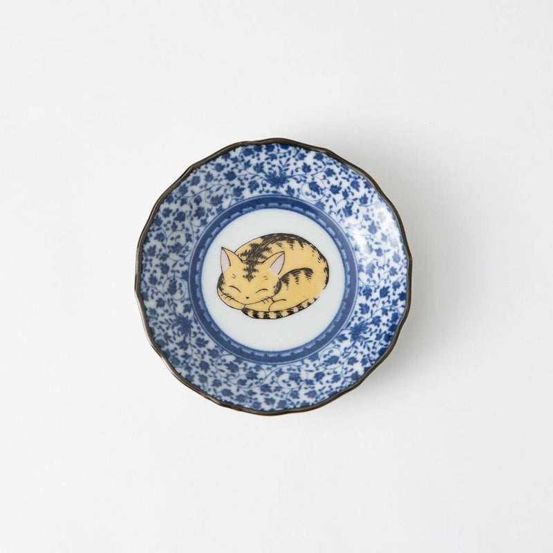 Sleeping Cat Kutani Sauce Plate Set - MUSUBI KILN - Quality Japanese Tableware and Gift