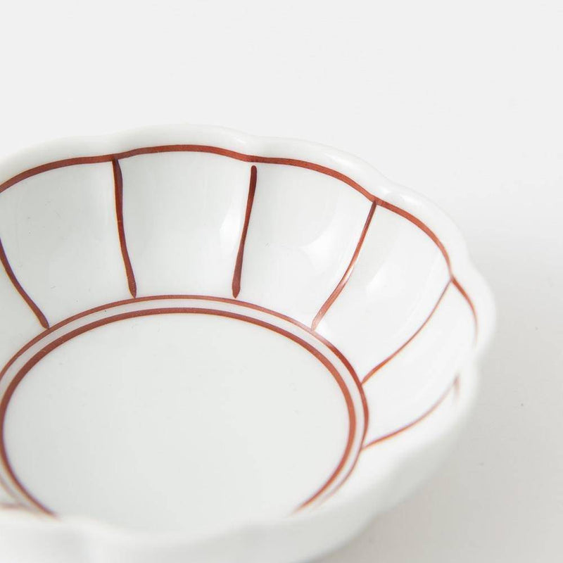 Soramoe Red Chrysanthemum Hasami Kozuke Kobachi Bowl - MUSUBI KILN - Quality Japanese Tableware and Gift