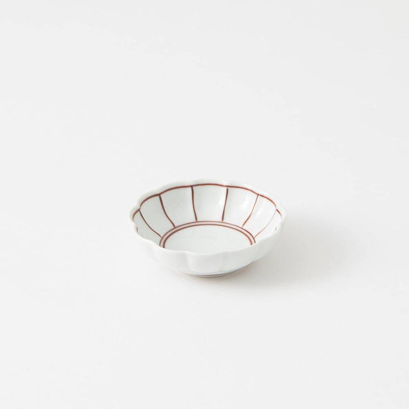 Soramoe Red Chrysanthemum Hasami Kozuke Kobachi Bowl - MUSUBI KILN - Quality Japanese Tableware and Gift