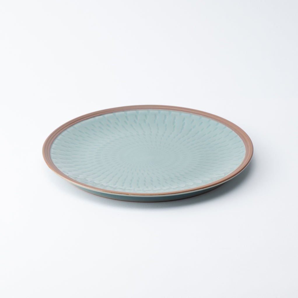 Soryu Kiln Celadon Tobikanna Kiyomizu Ware Plate 9.4in - MUSUBI KILN - Quality Japanese Tableware and Gift