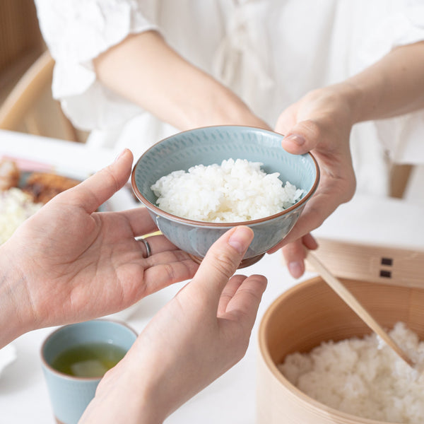 Soryu Kiln Celadon Tobikanna Kiyomizu Ware Rice Bowl - MUSUBI KILN - Quality Japanese Tableware and Gift