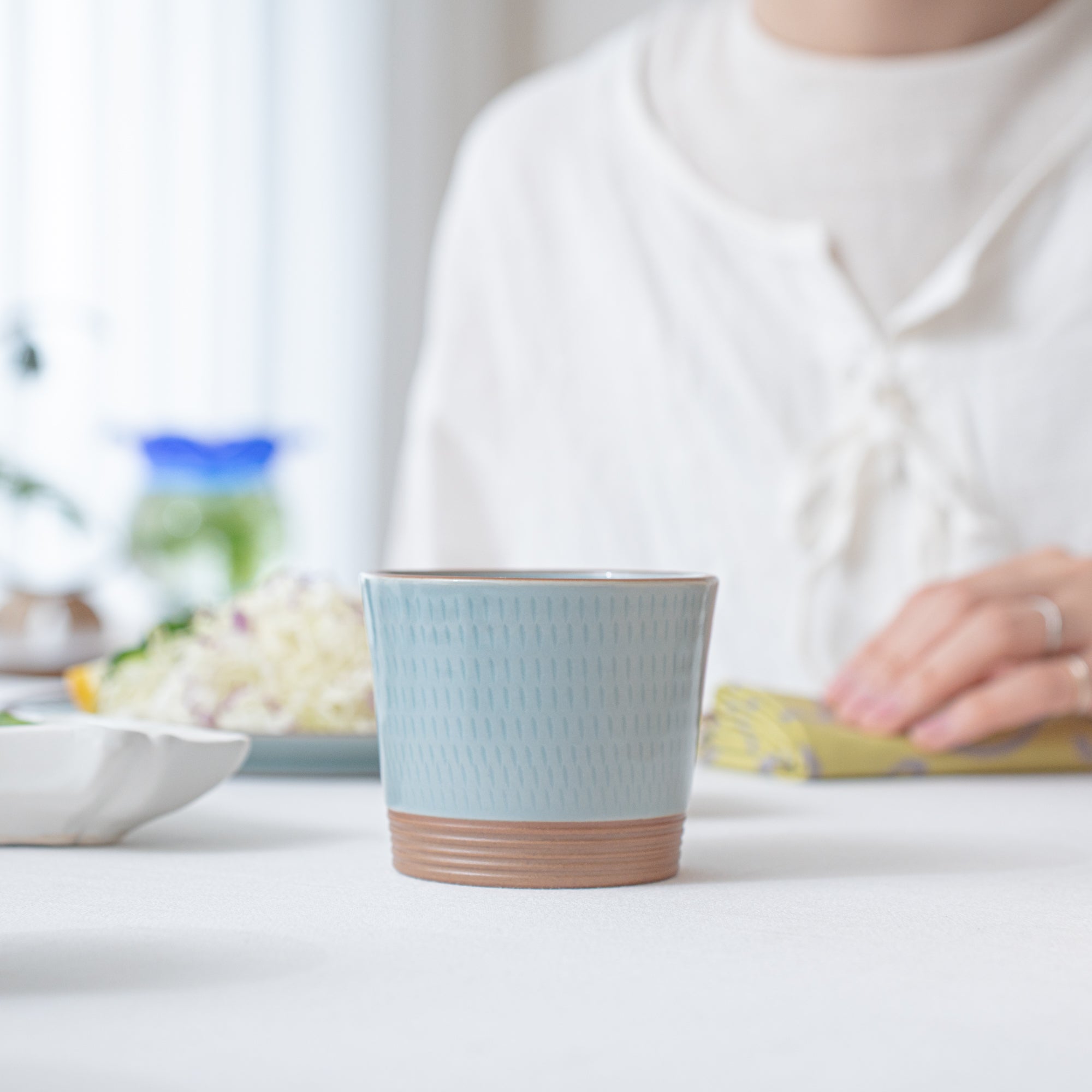 Soryu Kiln Celadon Tobikanna Kiyomizu Ware Small Cup - MUSUBI KILN - Quality Japanese Tableware and Gift