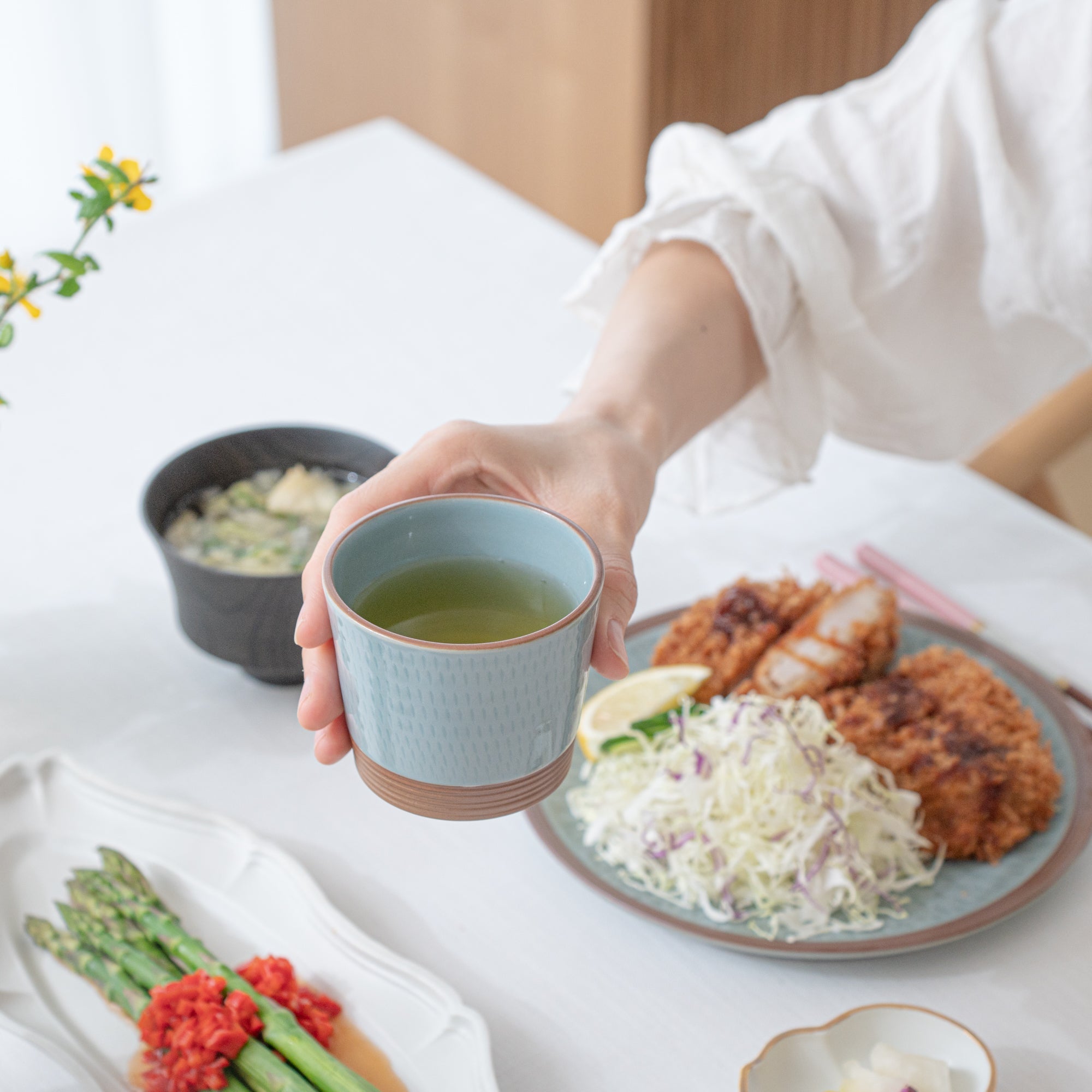 Soryu Kiln Celadon Tobikanna Kiyomizu Ware Small Cup - MUSUBI KILN - Quality Japanese Tableware and Gift