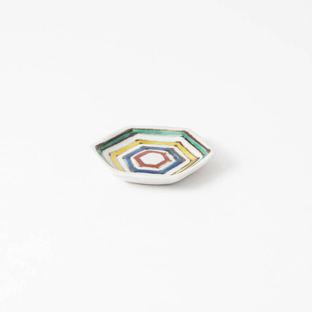 Soukyu Kiln Geometric Shape Kutani Sauce Plate - MUSUBI KILN - Quality Japanese Tableware and Gift