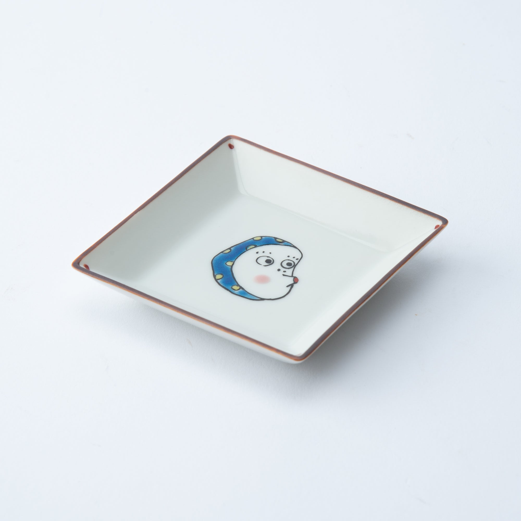 Soukyu Kiln Hyottoko Kutani Sauce Plate - MUSUBI KILN - Quality Japanese Tableware and Gift