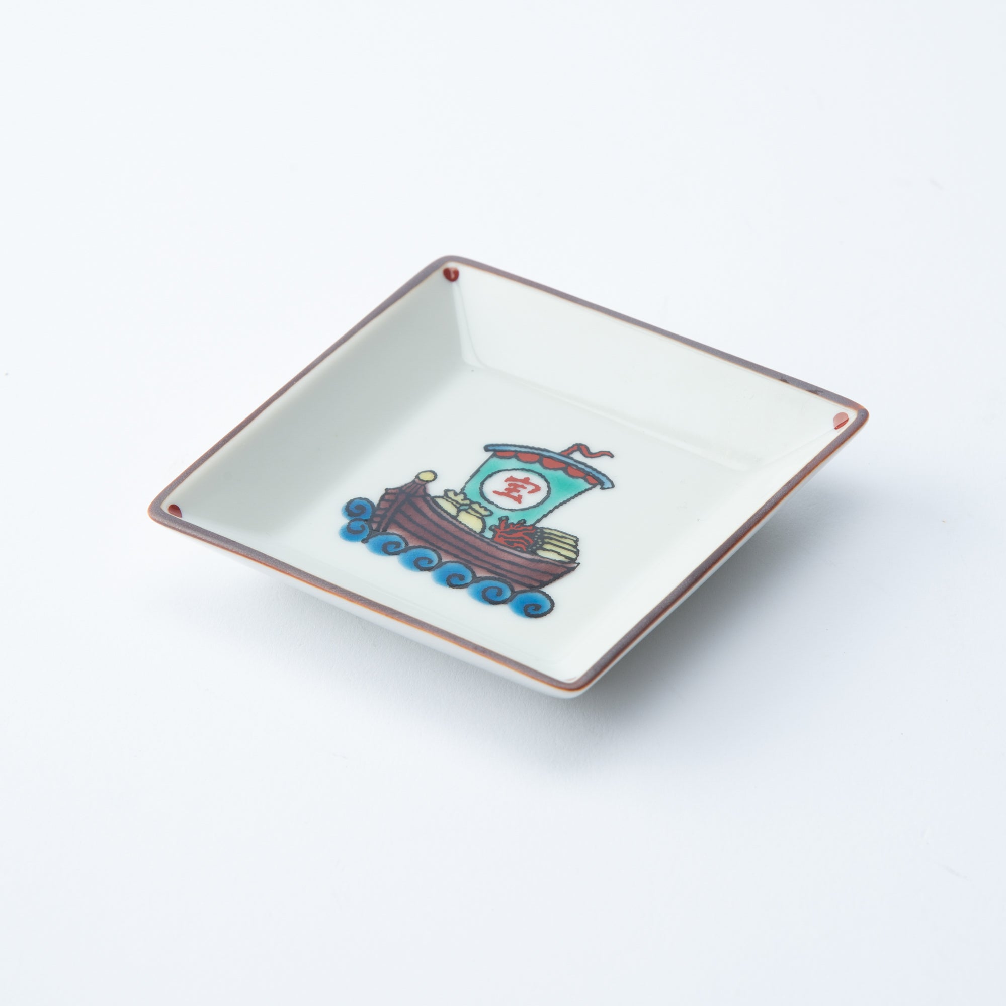 Soukyu Kiln Treasure Boat Kutani Sauce Plate - MUSUBI KILN - Quality Japanese Tableware and Gift