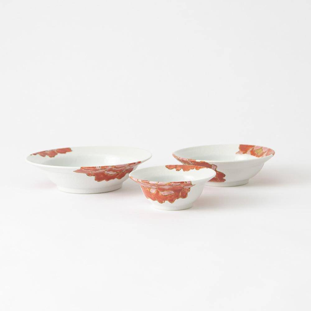 Souraku - An Red Peony Bowl Set B - MUSUBI KILN - Quality Japanese Tableware and Gift