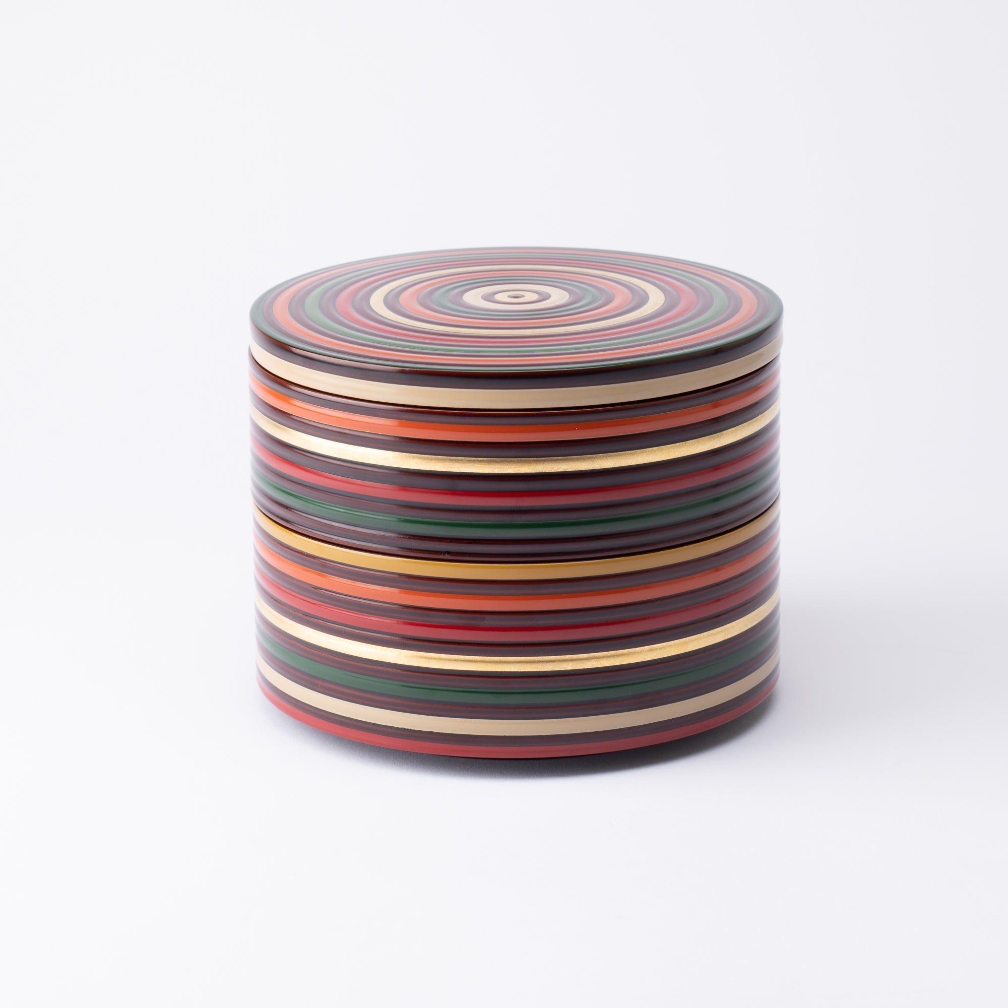 Spinning Top Yamanaka Lacquerware Two Tiers Round Jubako Bento Box - MUSUBI KILN - Quality Japanese Tableware and Gift