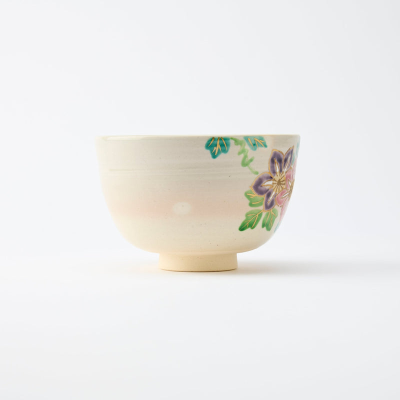 Tanaka Toubou Clematis Kyo Ware Matcha Bowl Chawan - MUSUBI KILN - Quality Japanese Tableware and Gift