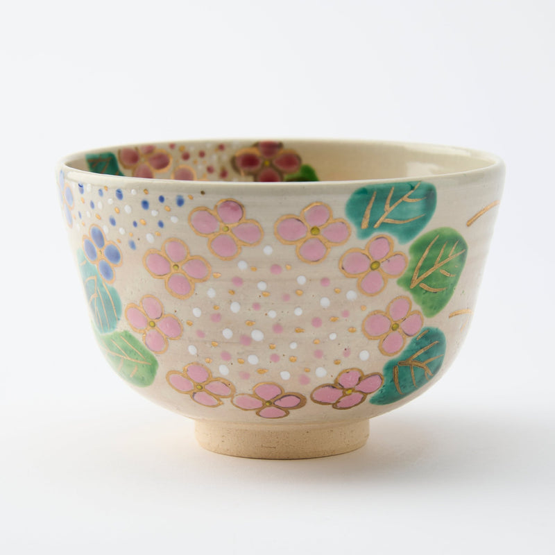 Tanaka Toubou Hydrangea Kyo Ware Matcha Bowl Chawan - MUSUBI KILN - Quality Japanese Tableware and Gift