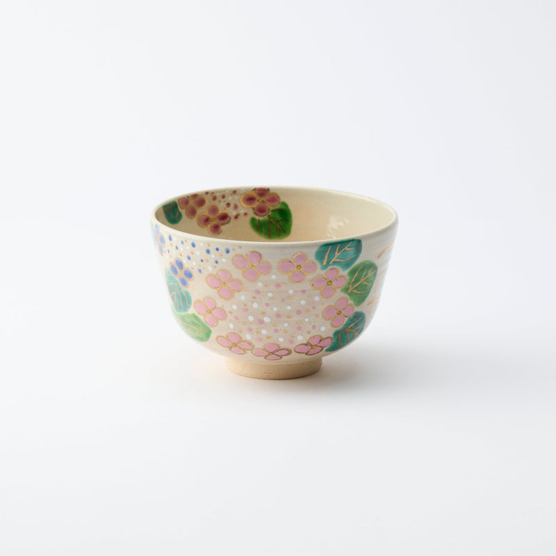 Tanaka Toubou Hydrangea Kyo Ware Matcha Bowl Chawan - MUSUBI KILN - Quality Japanese Tableware and Gift