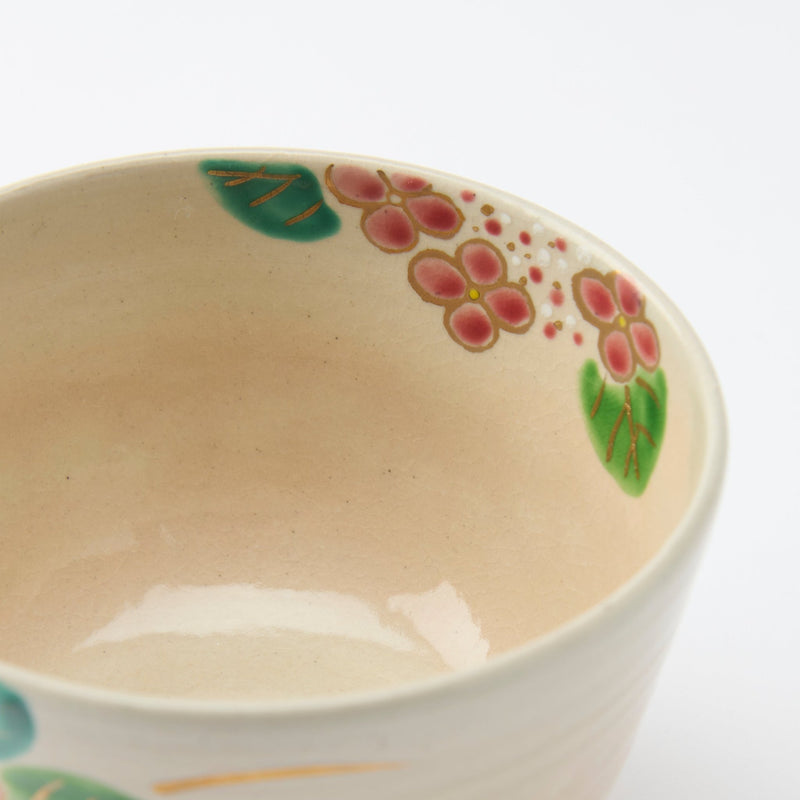 Tanaka Toubou Hydrangea Kyo Ware Matcha Bowl Chawan - MUSUBI KILN - Quality Japanese Tableware and Gift