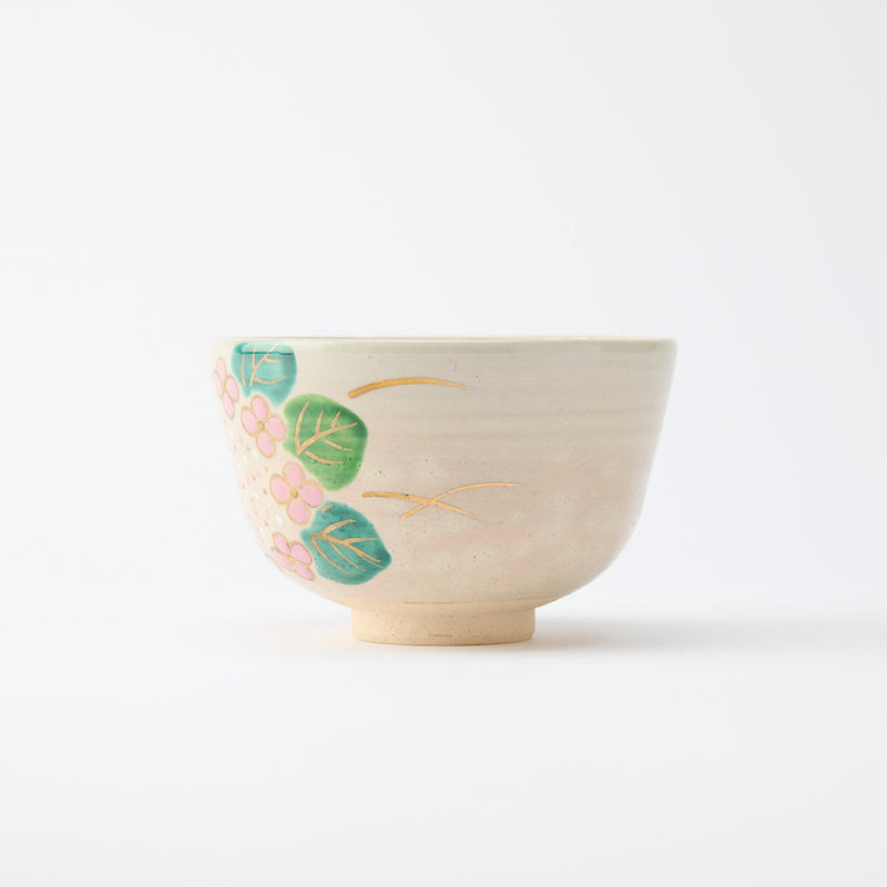 Tanaka Toubou Hydrangea Kyo Ware Matcha Bowl Chawan - MUSUBI KILN - Quality Japanese Tableware and Gift