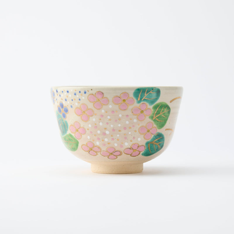 Tanaka Toubou Hydrangea Kyo Ware Matcha Bowl Chawan - MUSUBI KILN - Quality Japanese Tableware and Gift