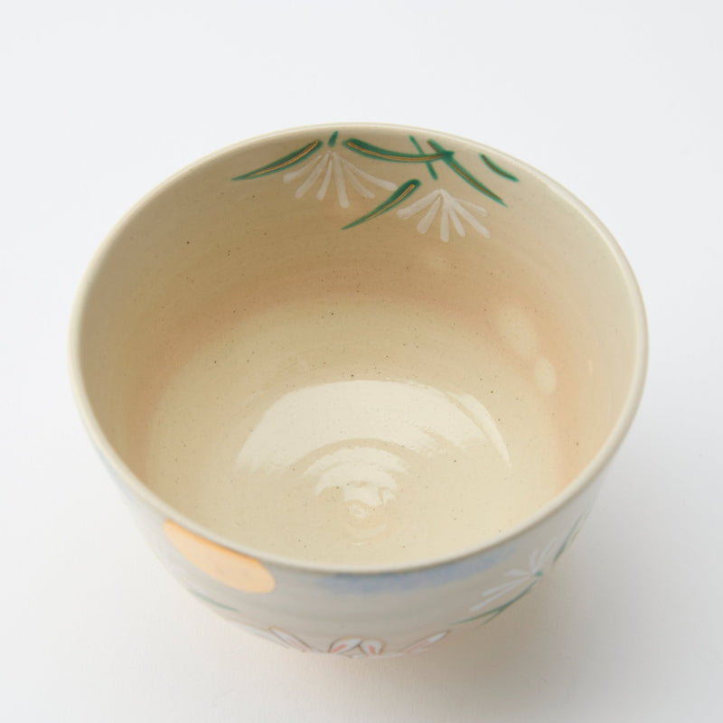 Tanaka Toubou Rabbit and Moon Kyo Ware Matcha Bowl Chawan - MUSUBI KILN - Quality Japanese Tableware and Gift