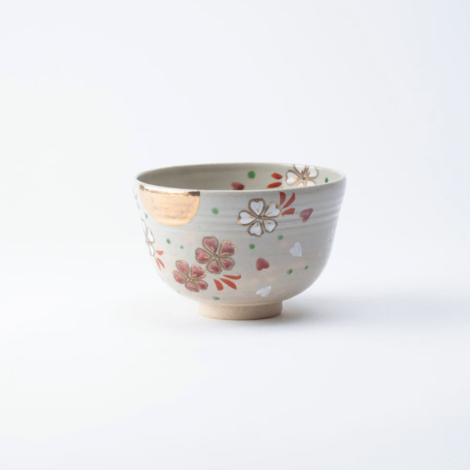 Tanaka Toubou Sakura and Moon Kyo Ware Matcha Bowl Chawan - MUSUBI KILN - Quality Japanese Tableware and Gift