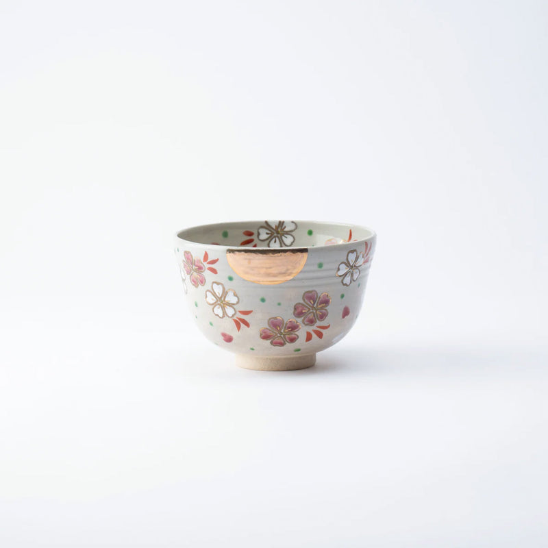 Tanaka Toubou Sakura and Moon Kyo Ware Matcha Bowl Chawan - MUSUBI KILN - Quality Japanese Tableware and Gift