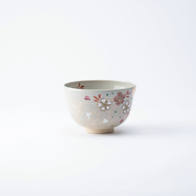 Tanaka Toubou Sakura and Moon Kyo Ware Matcha Bowl Chawan - MUSUBI KILN - Quality Japanese Tableware and Gift