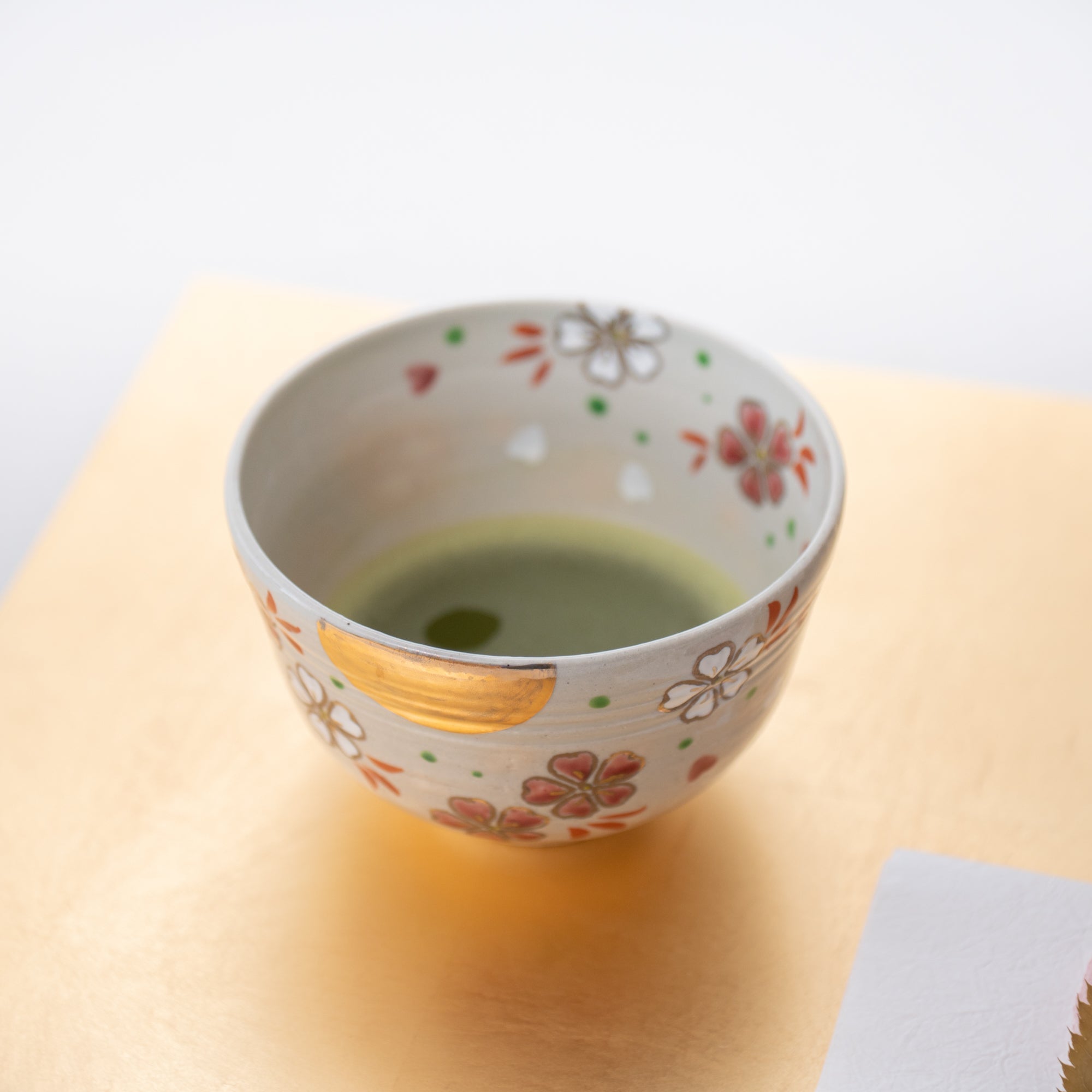 Tanaka Toubou Sakura and Moon Kyo Ware Matcha Bowl Chawan - MUSUBI KILN - Quality Japanese Tableware and Gift