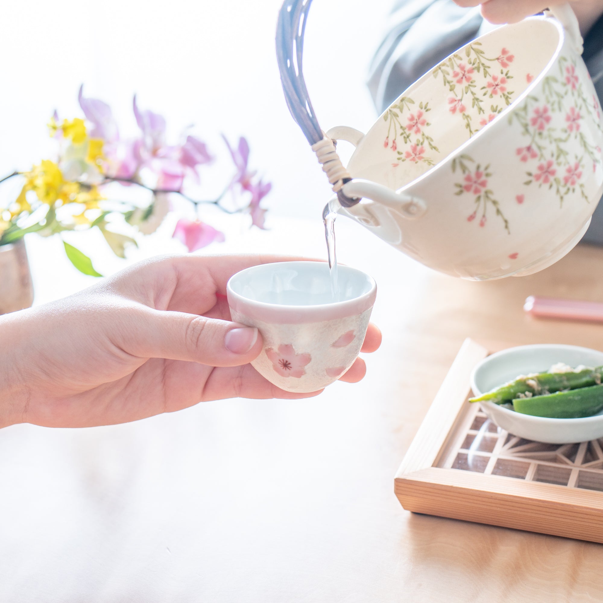 Tasei Kiln Lustrous Pink Sakura Arita Ware Guinomi Sake Cup - MUSUBI KILN - Quality Japanese Tableware and Gift