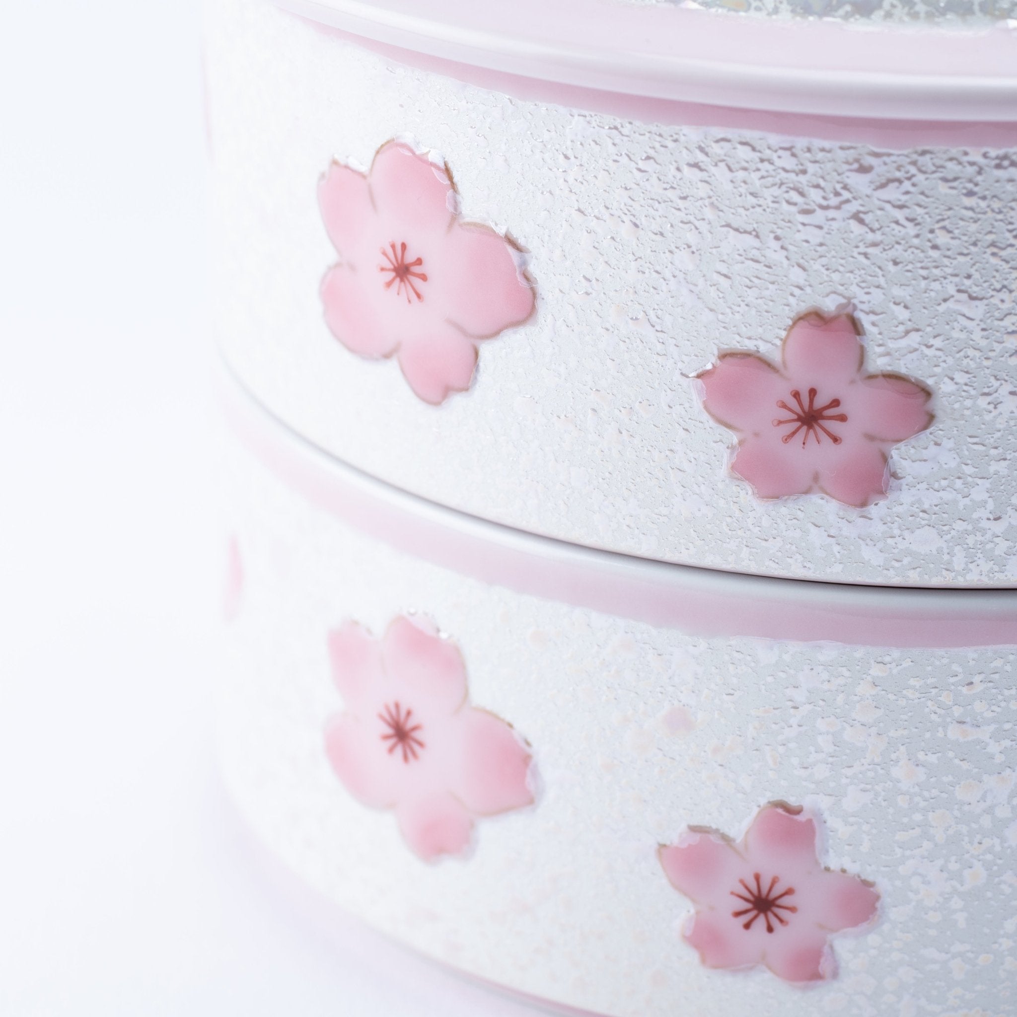 Tasei Kiln Lustrous Pink Sakura Arita Ware Two Tiers Jubako Bento Box - MUSUBI KILN - Quality Japanese Tableware and Gift