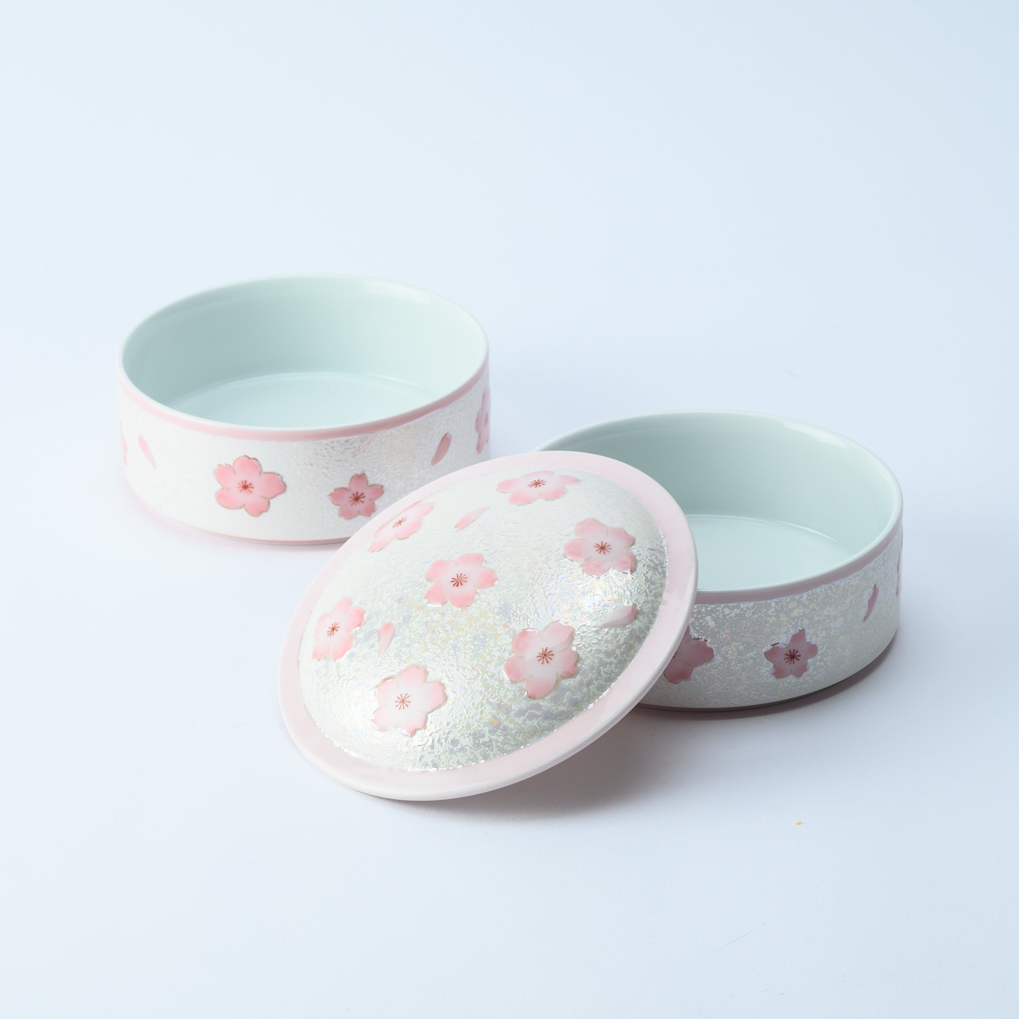 Tasei Kiln Lustrous Pink Sakura Arita Ware Two Tiers Jubako Bento Box - MUSUBI KILN - Quality Japanese Tableware and Gift