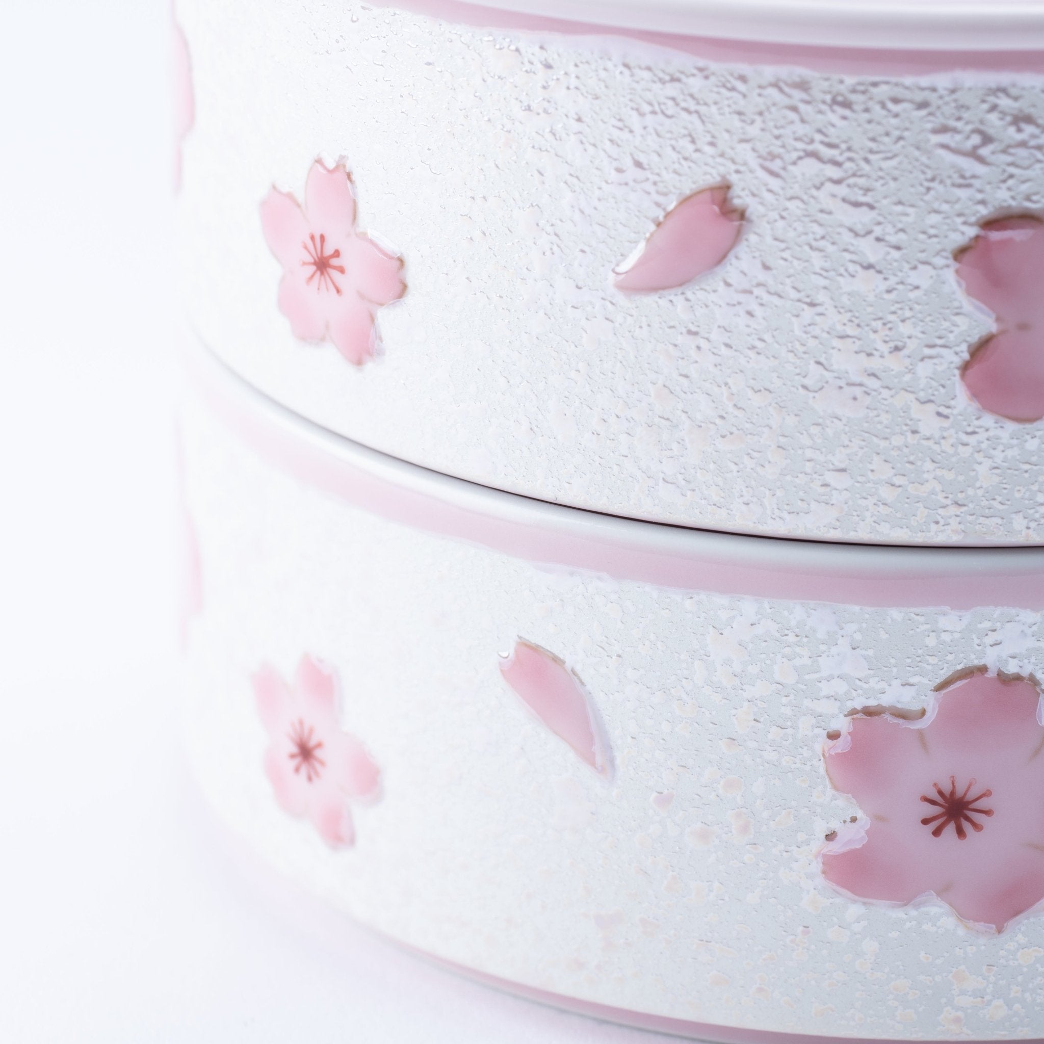 Tasei Kiln Lustrous Pink Sakura Arita Ware Two Tiers Jubako Bento Box - MUSUBI KILN - Quality Japanese Tableware and Gift