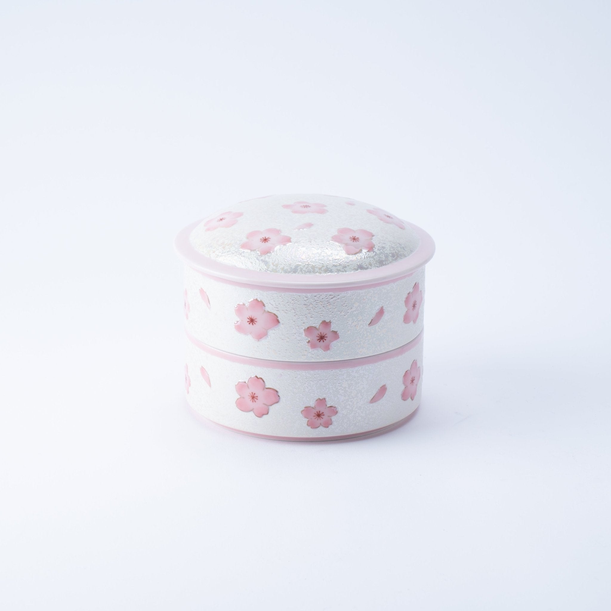 Tasei Kiln Lustrous Pink Sakura Arita Ware Two Tiers Jubako Bento Box - MUSUBI KILN - Quality Japanese Tableware and Gift