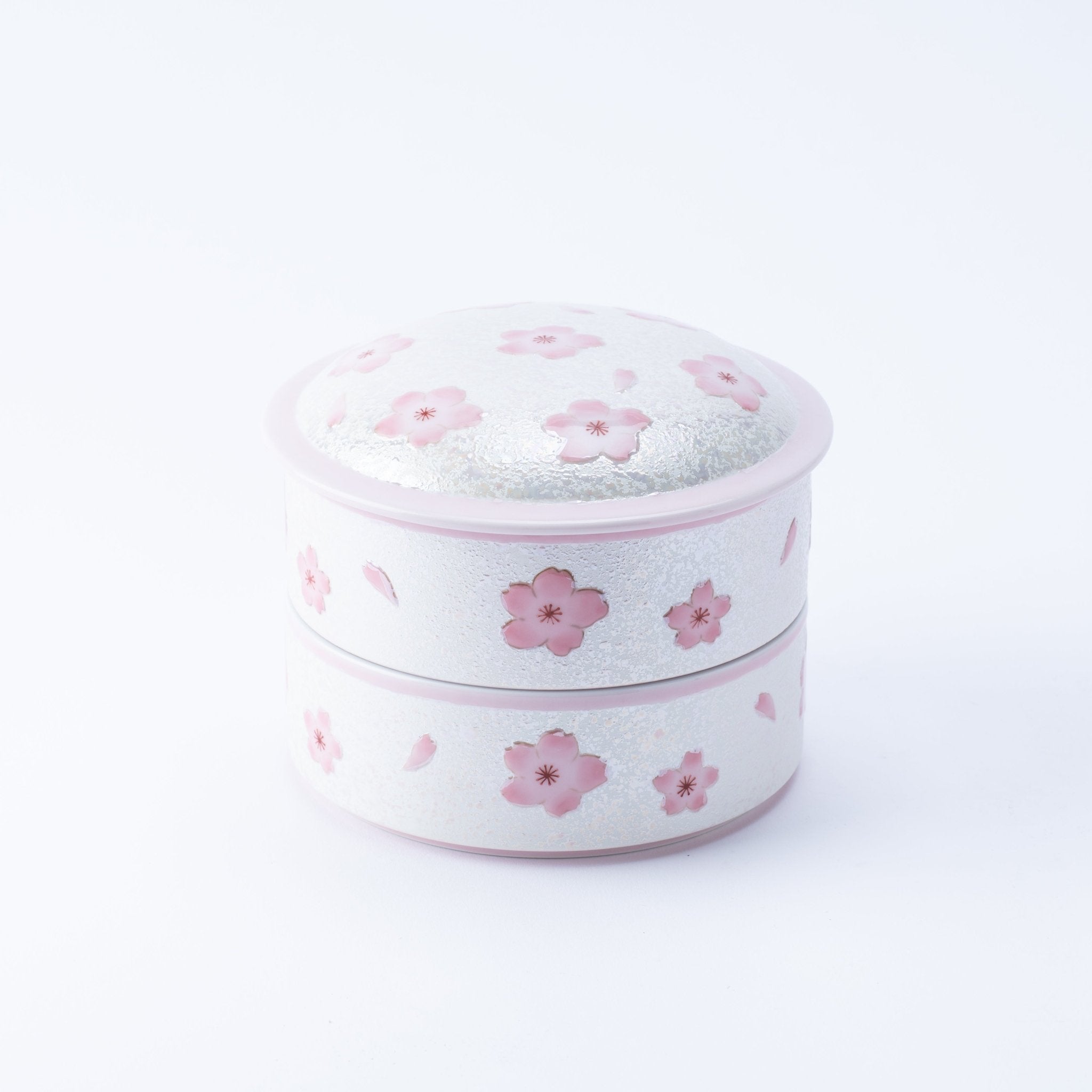 Tasei Kiln Lustrous Pink Sakura Arita Ware Two Tiers Jubako Bento Box - MUSUBI KILN - Quality Japanese Tableware and Gift