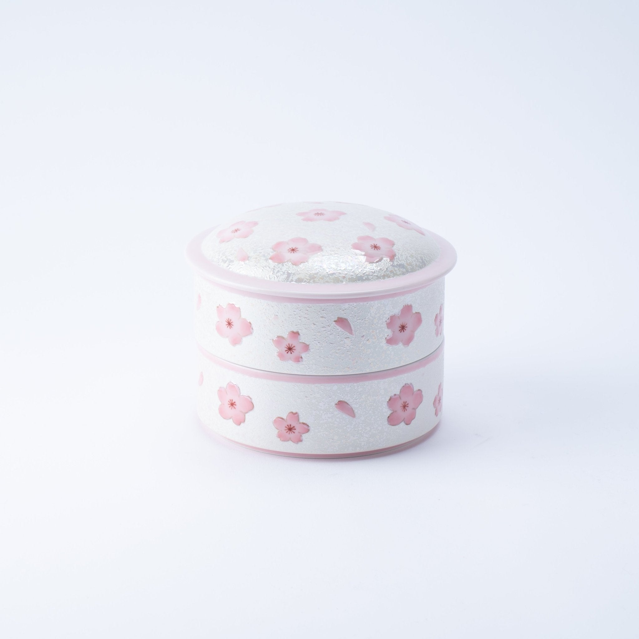 Tasei Kiln Lustrous Pink Sakura Arita Ware Two Tiers Jubako Bento Box - MUSUBI KILN - Quality Japanese Tableware and Gift