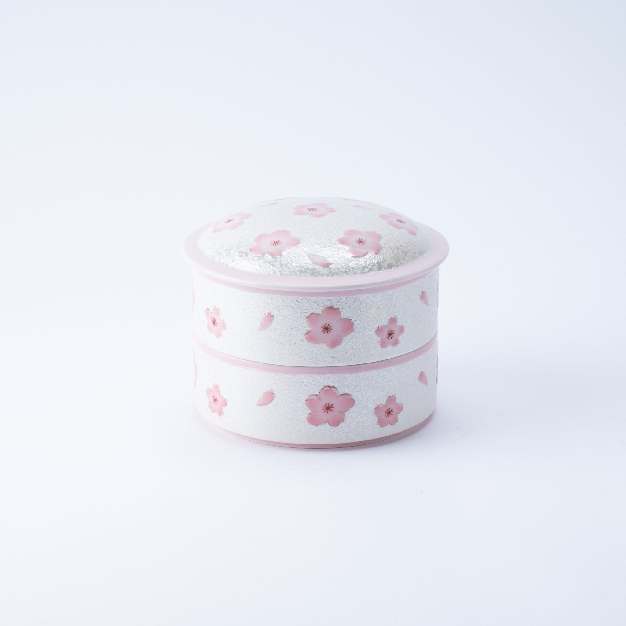 Tasei Kiln Lustrous Pink Sakura Arita Ware Two Tiers Jubako Bento Box - MUSUBI KILN - Quality Japanese Tableware and Gift