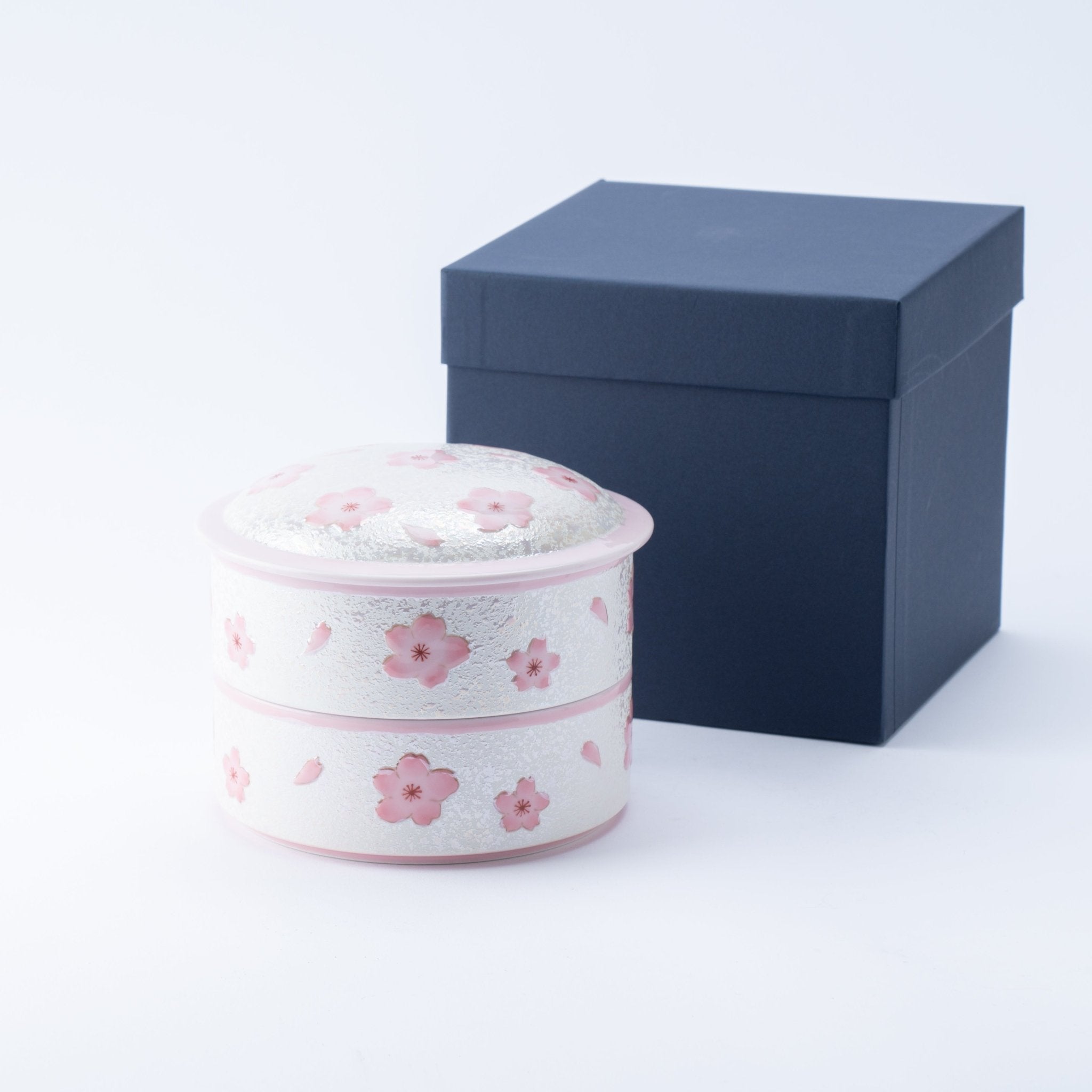 Tasei Kiln Lustrous Pink Sakura Arita Ware Two Tiers Jubako Bento Box - MUSUBI KILN - Quality Japanese Tableware and Gift