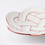 Tasei Kiln Plum Blossom Knot Arita Sauce Plate - MUSUBI KILN - Quality Japanese Tableware and Gift