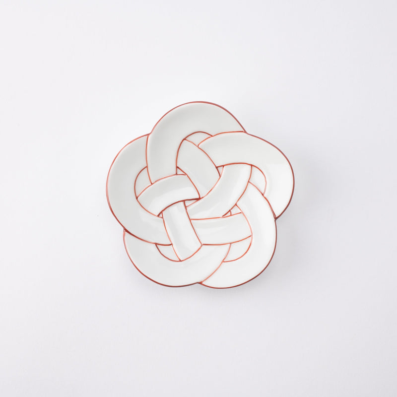 Tasei Kiln Plum Blossom Knot Arita Sauce Plate - MUSUBI KILN - Quality Japanese Tableware and Gift