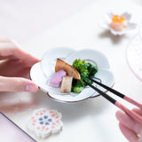 Tasei Kiln Plum Blossom Knot Arita Sauce Plate - MUSUBI KILN - Quality Japanese Tableware and Gift