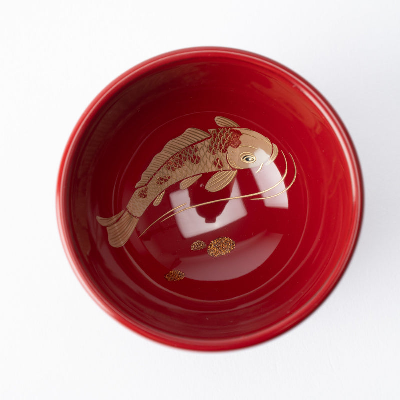 Taya Shikkiten Swimming Koi Fish Wajima Lacquerware Guinomi Sake Cup - MUSUBI KILN - Quality Japanese Tableware and Gift