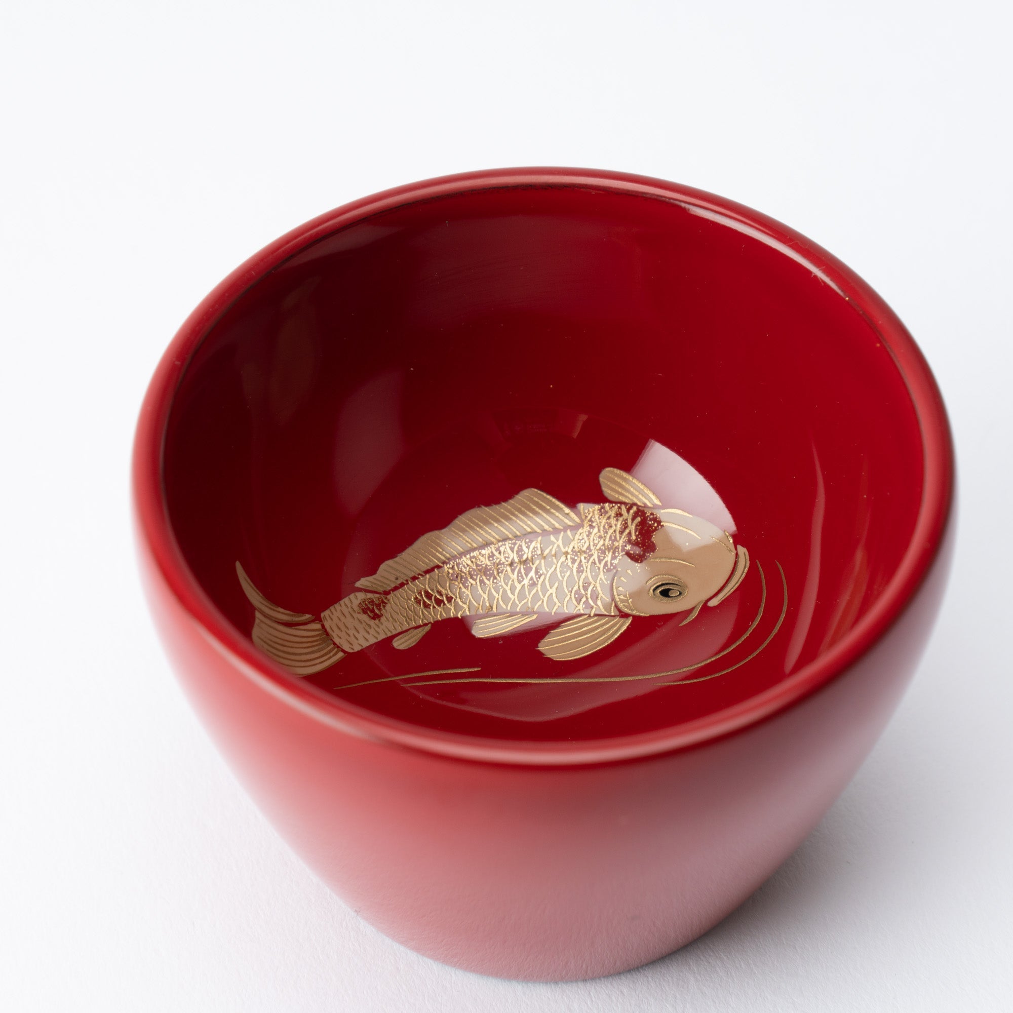 Taya Shikkiten Swimming Koi Fish Wajima Lacquerware Guinomi Sake Cup - MUSUBI KILN - Quality Japanese Tableware and Gift