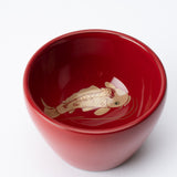 Taya Shikkiten Swimming Koi Fish Wajima Lacquerware Guinomi Sake Cup - MUSUBI KILN - Quality Japanese Tableware and Gift