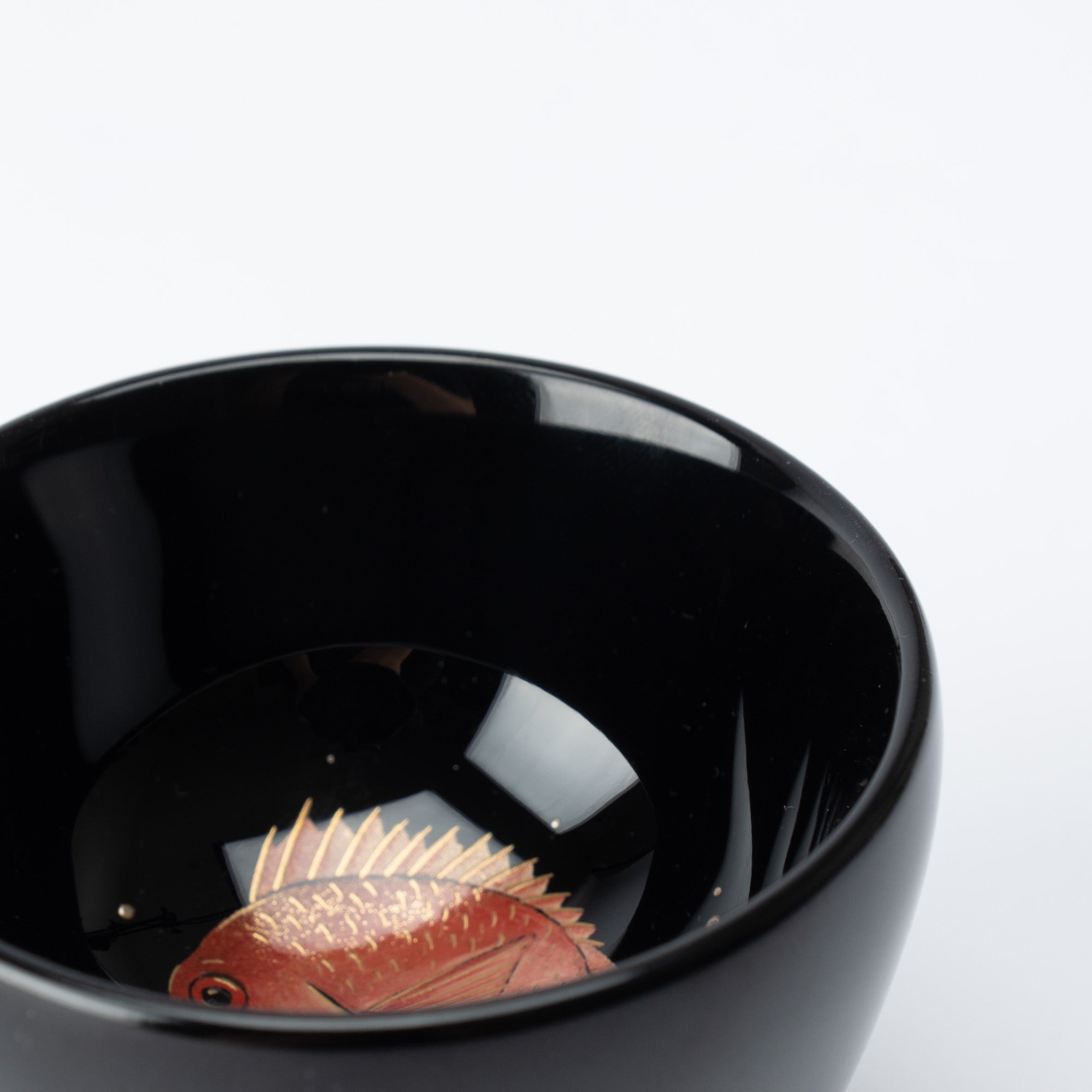 Taya Shikkiten Swimming Red Sea Bream Wajima Lacquerware Guinomi Sake Cup - MUSUBI KILN - Quality Japanese Tableware and Gift