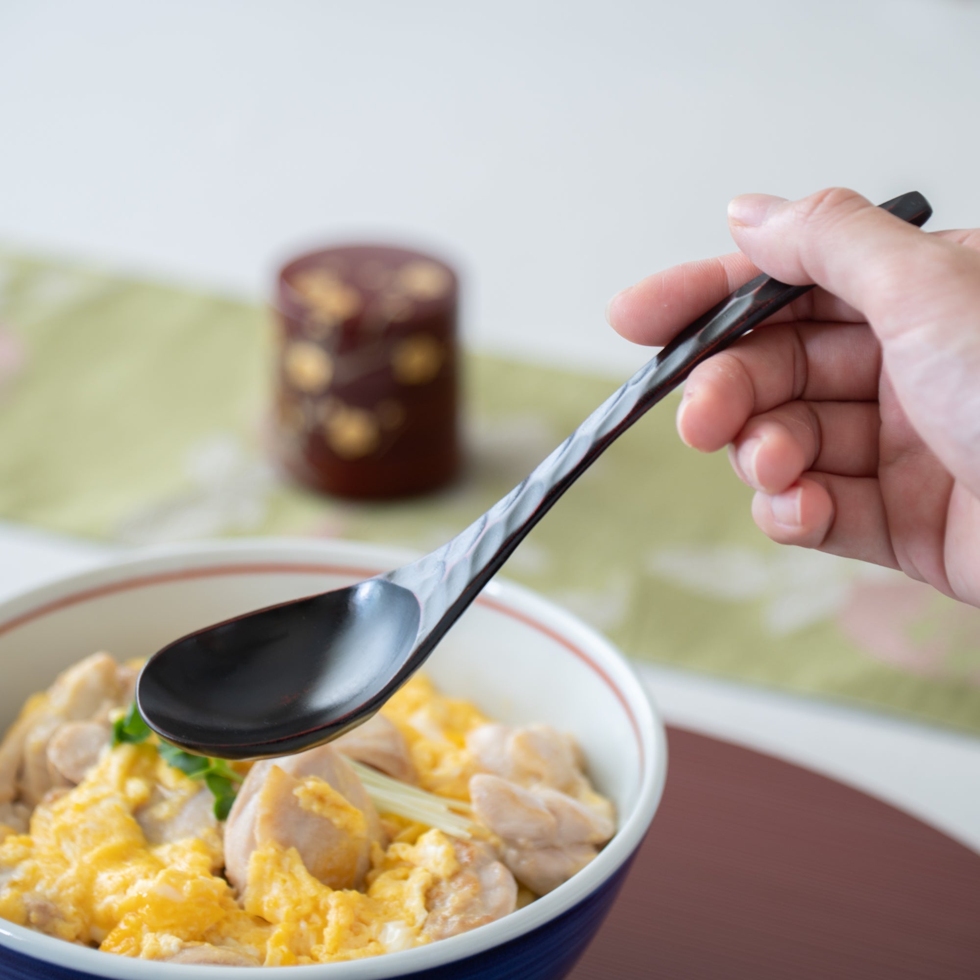 Tortoiseshell Pattern Yamanaka Lacquerware Ramen Spoon - MUSUBI KILN - Quality Japanese Tableware and Gift