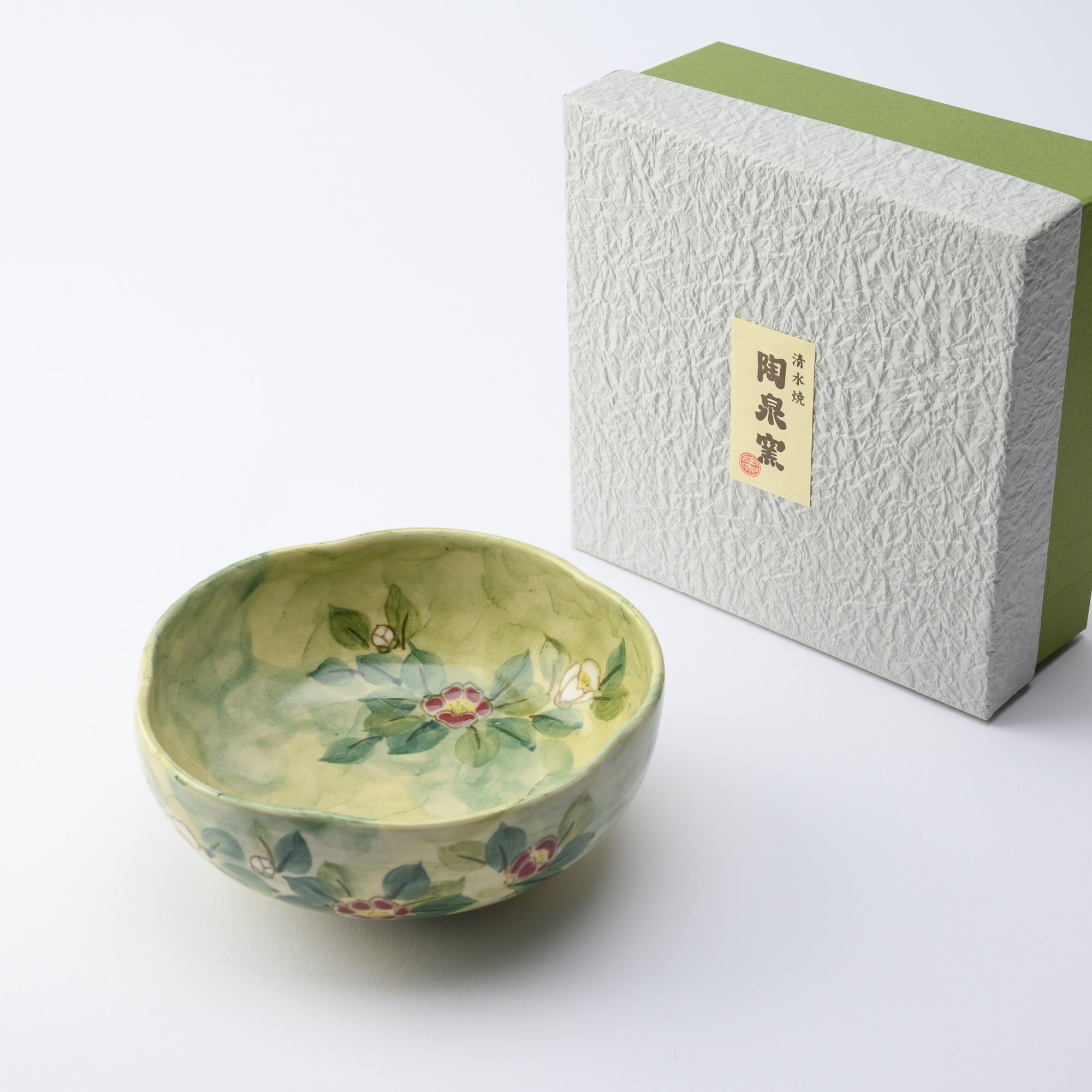 Tosen Kiln Camellia Kiyomizu Ware Bowl - MUSUBI KILN - Quality Japanese Tableware and Gift