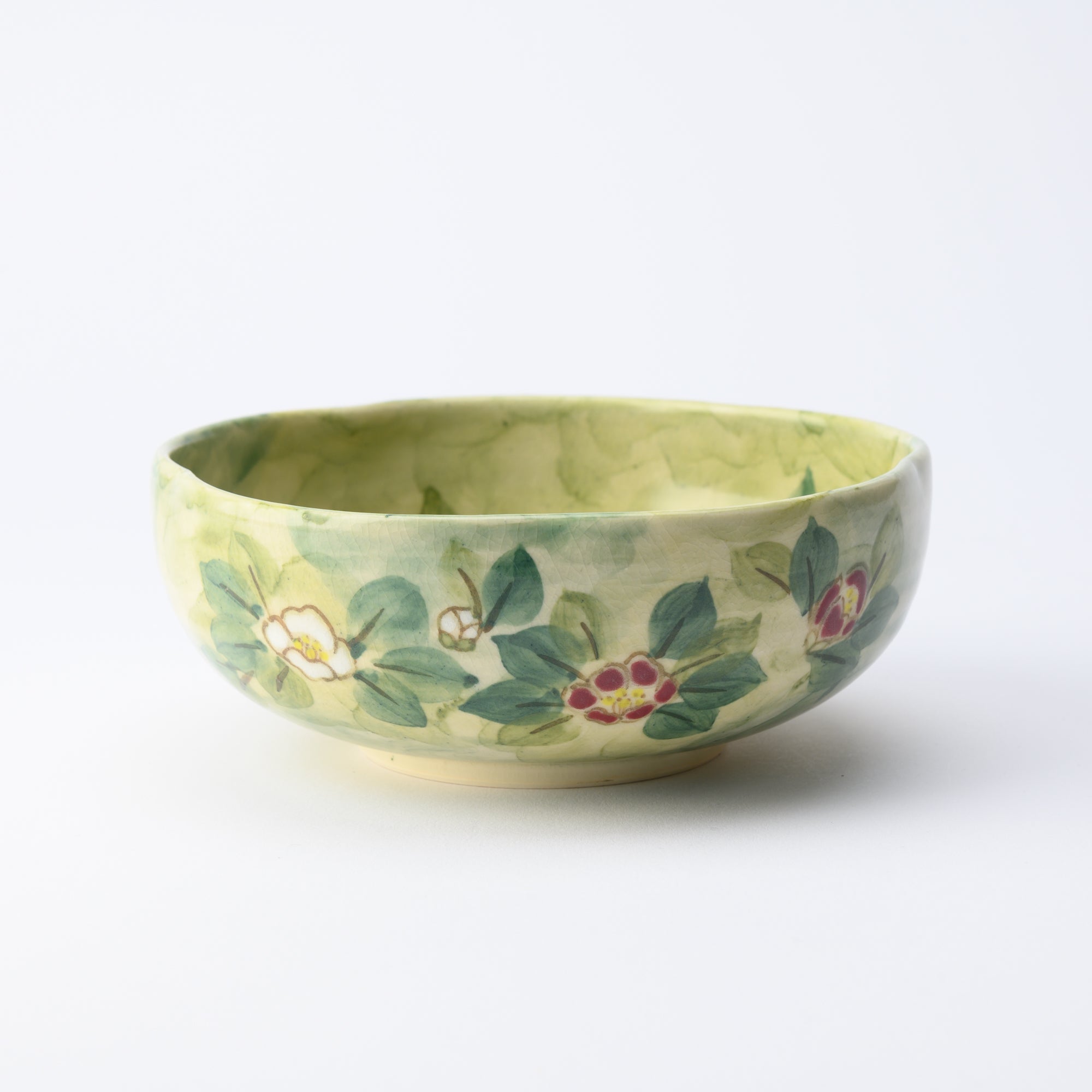 Tosen Kiln Camellia Kiyomizu Ware Bowl - MUSUBI KILN - Quality Japanese Tableware and Gift